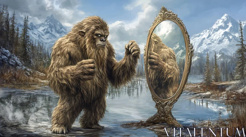 AI ART Yeti's Vanity: A Moment of Self-Reflection