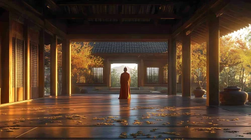 Contemplative Monk in Golden Light