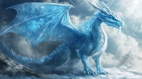 Frozen Dragon in a Winter Landscape