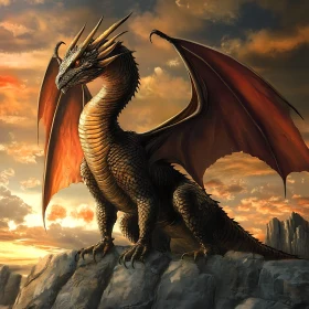 Sunset Dragon on Mountain Peak