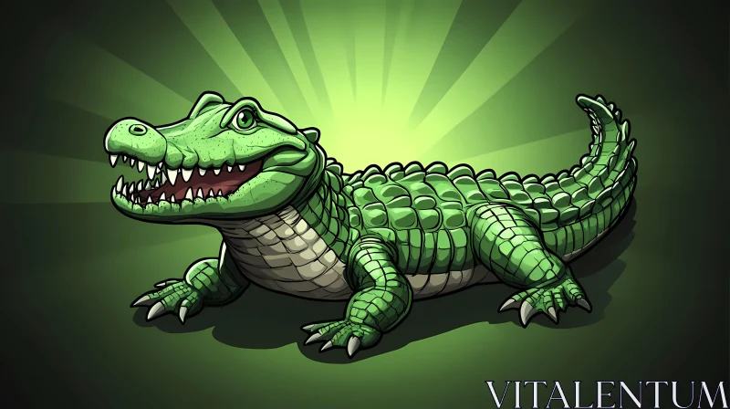 Playful Alligator Cartoon Art AI Image