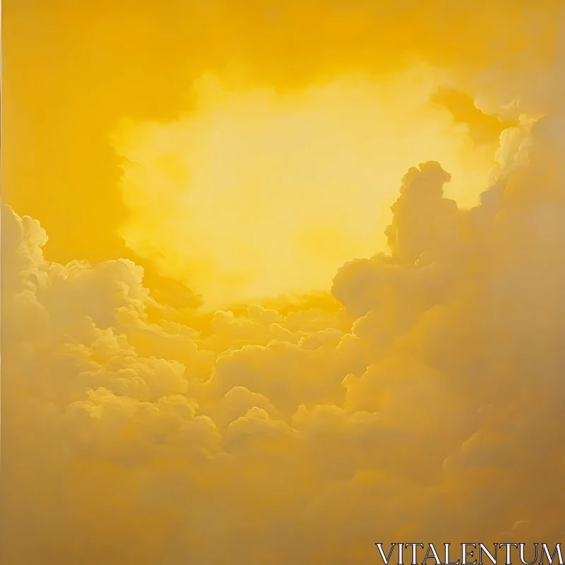 Heavenly Golden Cloudscape Fine Art AI Image