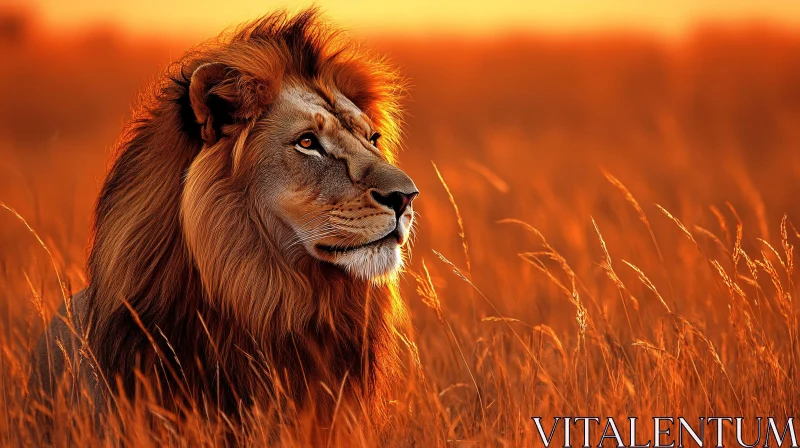 Regal Lion at Sunset AI Image