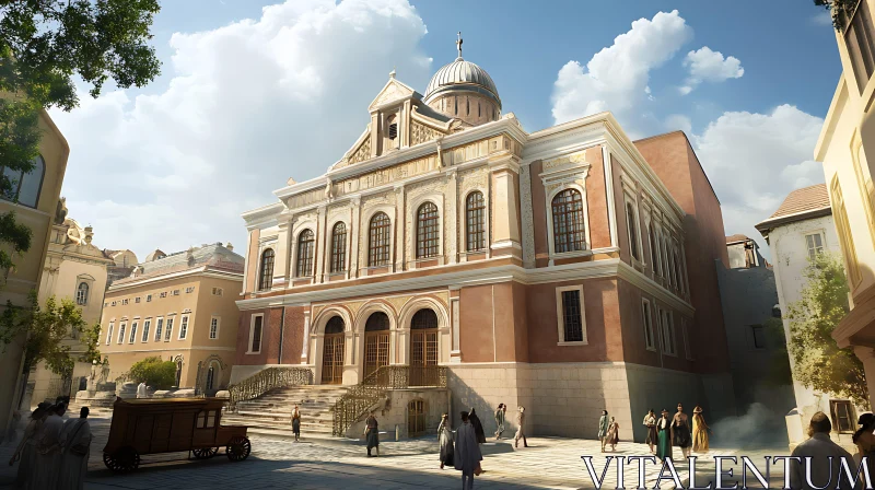 Architectural Grandeur: A Classical Building Scene AI Image