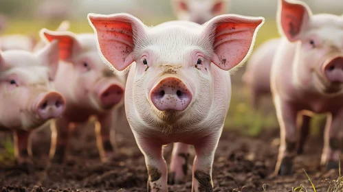 Curious Piglets on a Farm