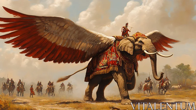 Majestic Winged Elephant Leading the Charge AI Image