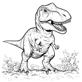 Detailed Prehistoric T-rex Drawing
