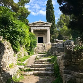 Historical Architecture with Stone Pathway