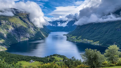 Tranquil Fjord in a Mountain Valley