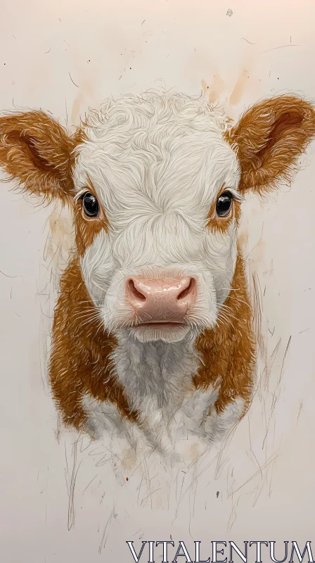 Artistic Cow Face Rendering AI Image