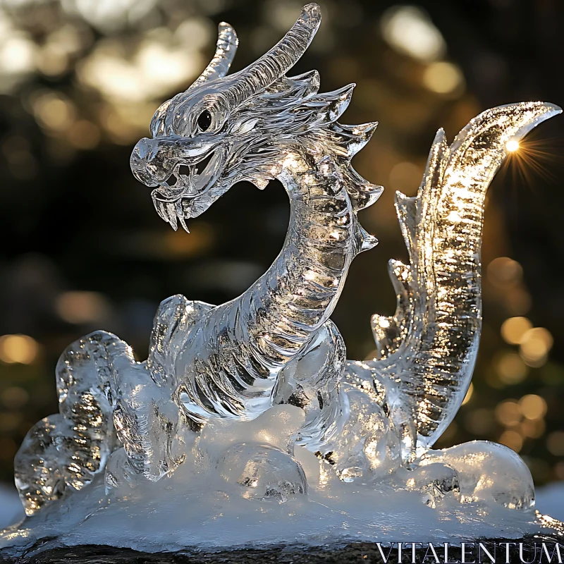 AI ART Crystalline Dragon: An Ice Sculpture