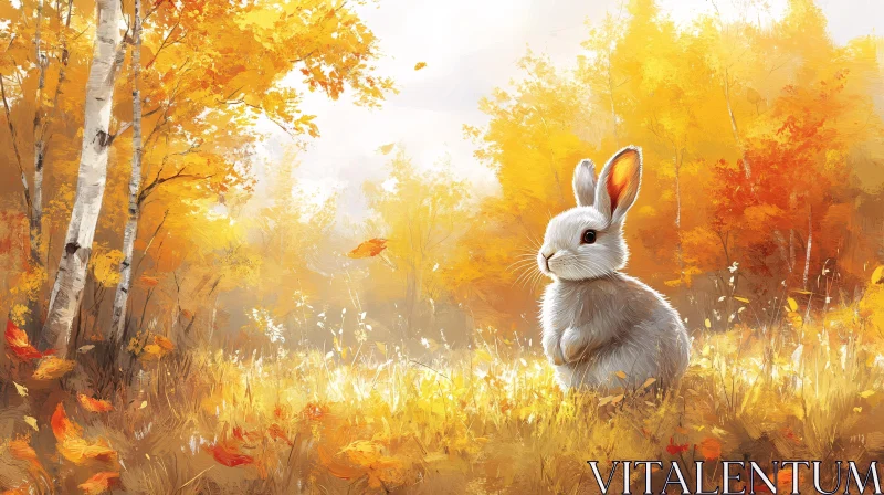 AI ART Golden Autumn Scene with Bunny