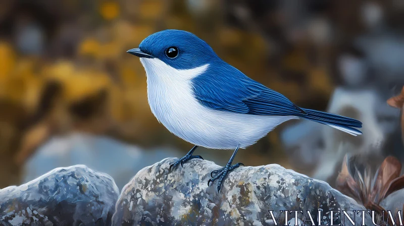 Elegant Blue Bird in Natural Setting AI Image