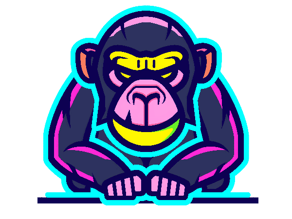 Vibrant Monkey Graphic for Apparel POD Design