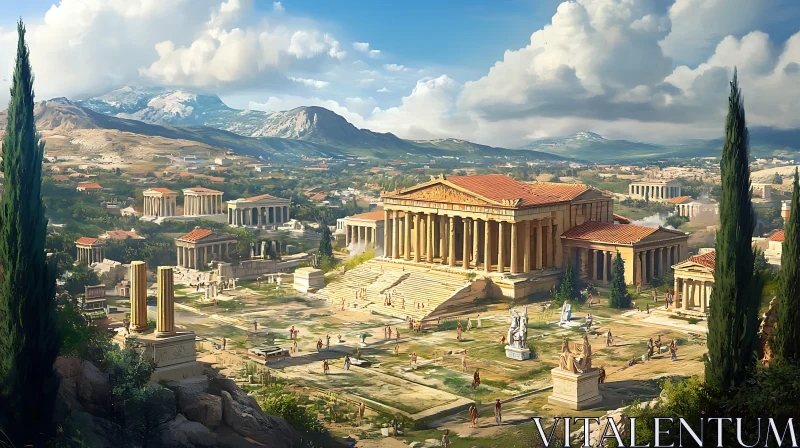 AI ART Ancient Greek City With Temples