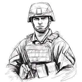 Sketch of a Soldier in Uniform