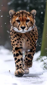 Snowy Encounter with a Cheetah