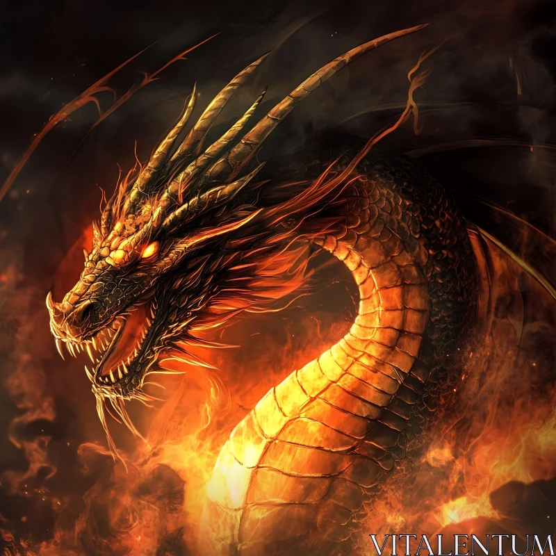 Dragon Ascending from Fire AI Image