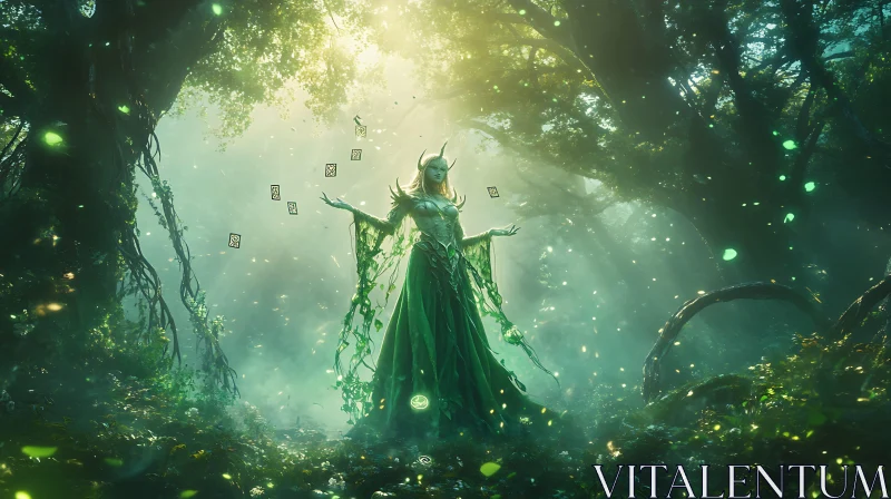 AI ART Mystical Elf in Forest Realm Artwork