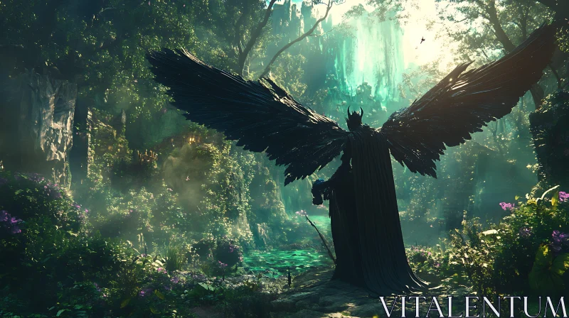 AI ART Winged Guardian in the Mystical Forest