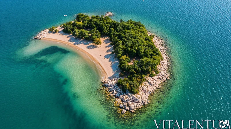 AI ART Scenic Aerial Island with Beach and Rocks