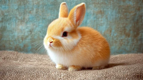 Cute Bunny on Rustic Fabric