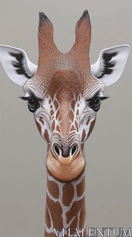 Giraffe Headshot in Focus AI Image