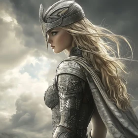 Fantasy Woman Warrior with Blonde Hair