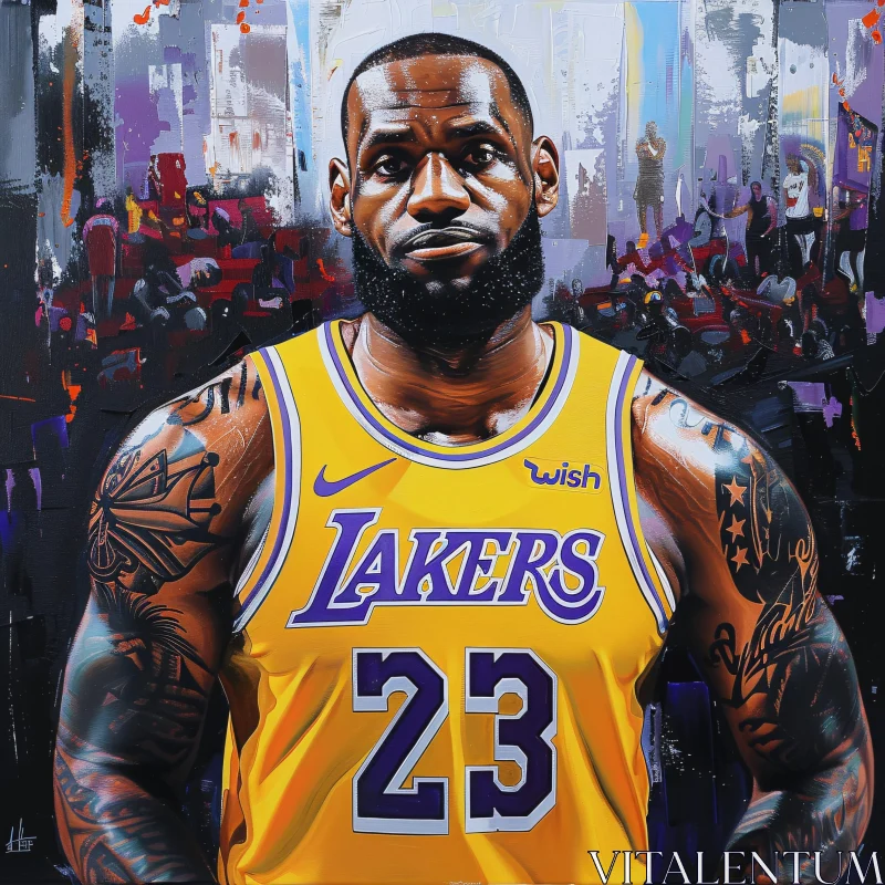 LeBron James Lakers Portrait AI Image