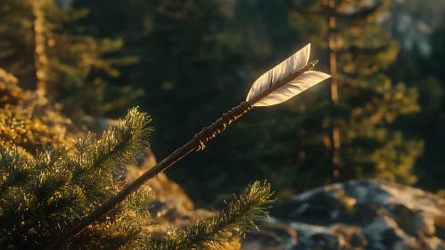 Sunlit Arrow Amongst Evergreens