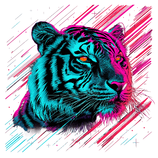 Neon Tiger Art POD Design