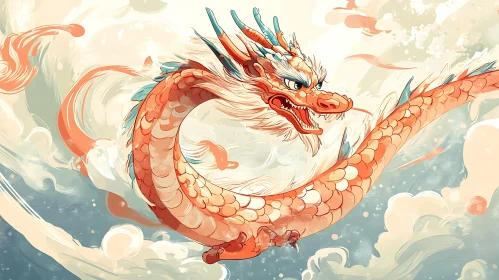 Whimsical Dragon in Flight Artwork