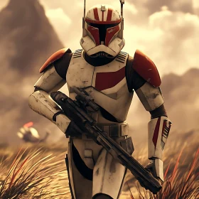 Red and White Armored Soldier