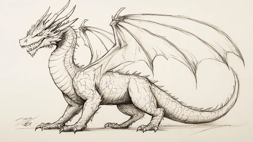 Monochrome Dragon Drawing