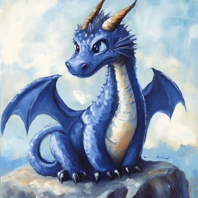 Whimsical Dragon Art on Cloudy Sky