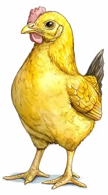 Whimsical Yellow Chicken Rendering