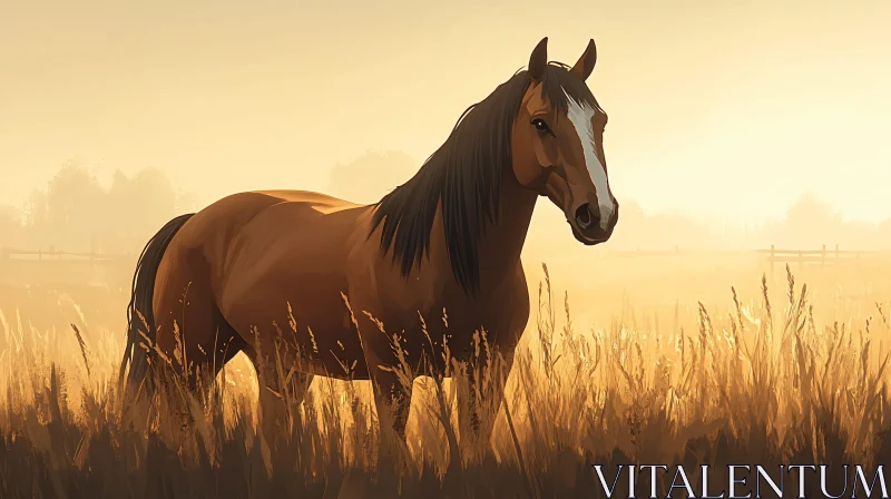 Graceful Horse at Sunset AI Image