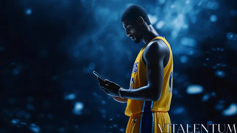 Athlete Using Phone AI Image