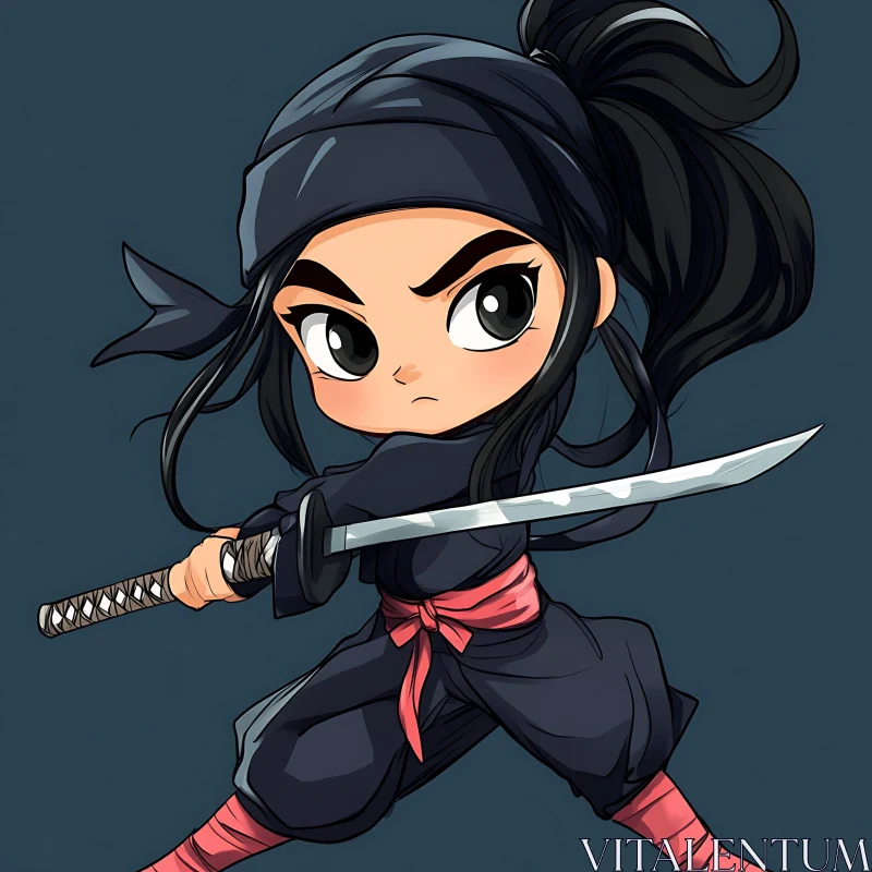 AI ART Stylized Ninja Warrior with Sword