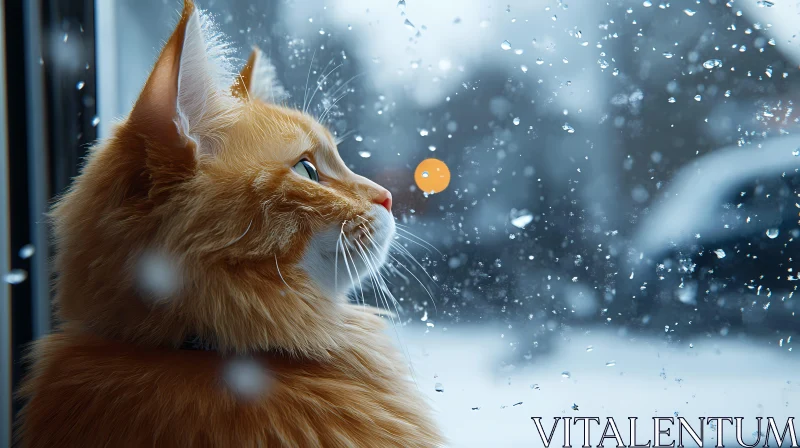 Winter Cat by the Window AI Image