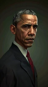 Serious Expression of Barack Obama in a Dark Background