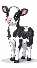 Cute Black-and-White Calf Drawing