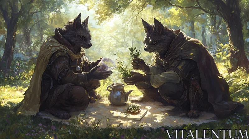 Mystical Forest Tea Ceremony AI Image