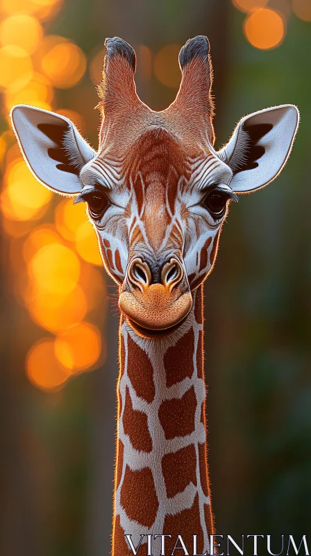 Sunset Giraffe Portrait AI Image