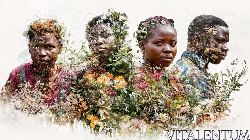 Humanity in Bloom: A Floral Portrait Series AI Image