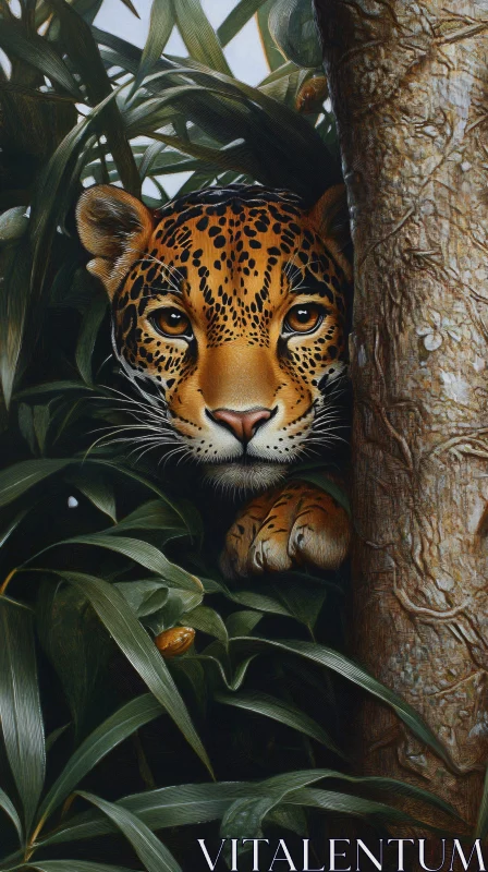 Wildlife Jungle Scene of Leopard AI Image