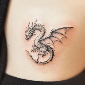 Detailed Dragon Tattoo Illustration