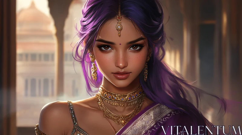 AI ART Beautiful Woman with Golden Jewelry