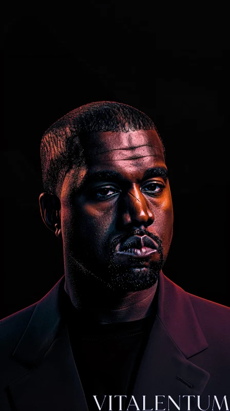 AI ART Intense Kanye West Portrait with Dramatic Lighting