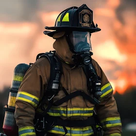 Brave Firefighter on Duty at Emergency Scene